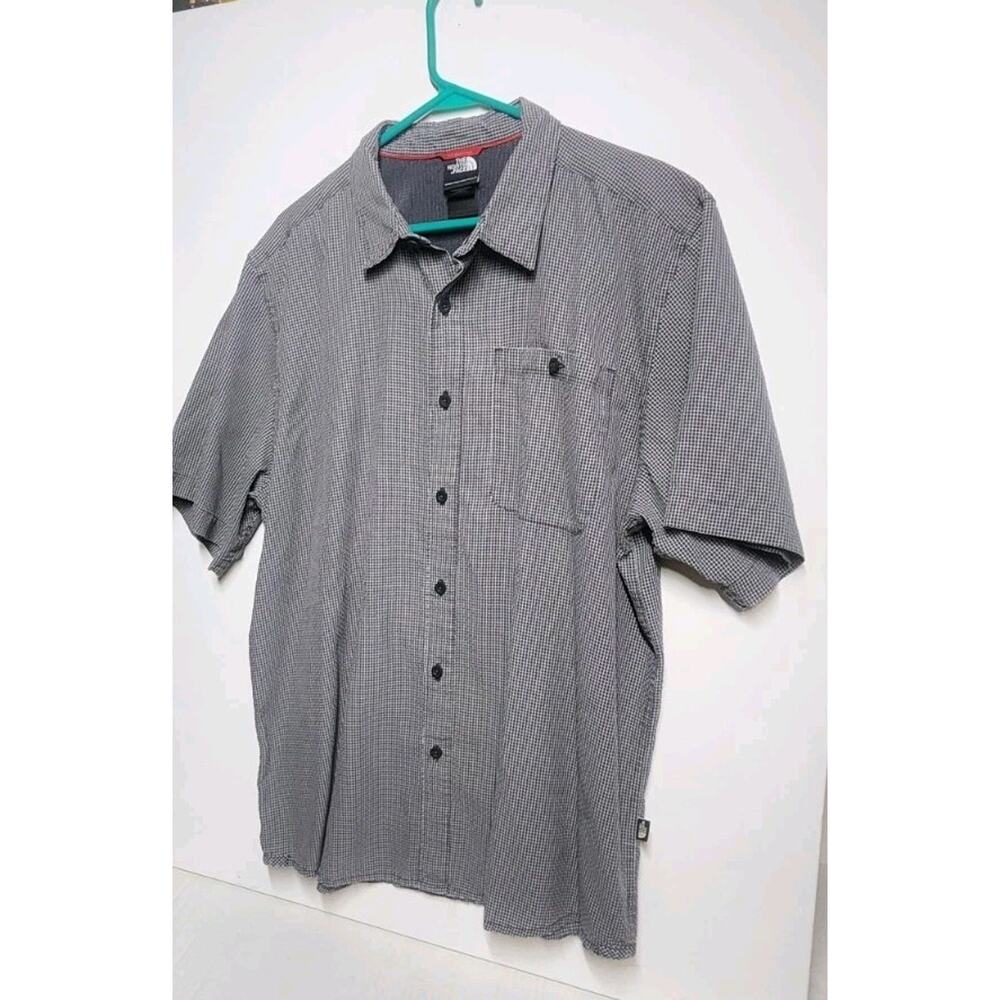 The North Face Mens Button Down Shirt XL Black Block Plaid Collared Vented